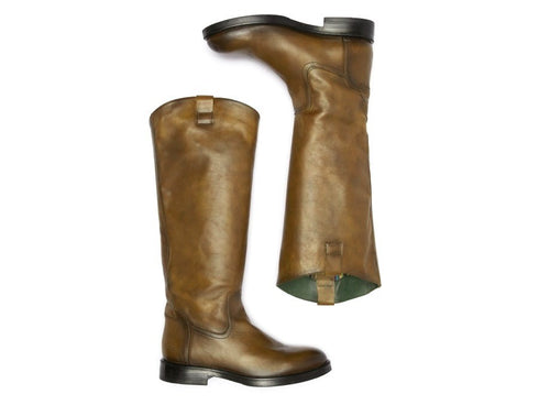 Felmini stivali gambale alto asimmetrico pelle