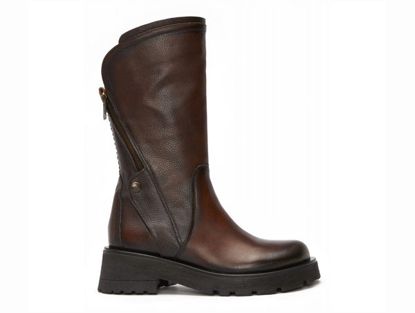 Felmini stivali cerniera diagonale tomaia pelle marrone cognac D236