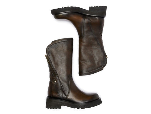 Felmini boots diagonal zip leather upper