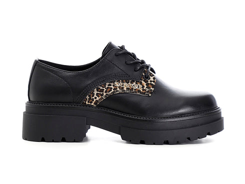 CafèNoir scarpe derby in pelle dettagli animalier nere C1EC1020-N001