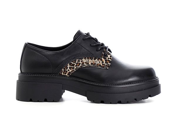 CafèNoir scarpe derby in pelle dettagli animalier nere C1EC1020-N001