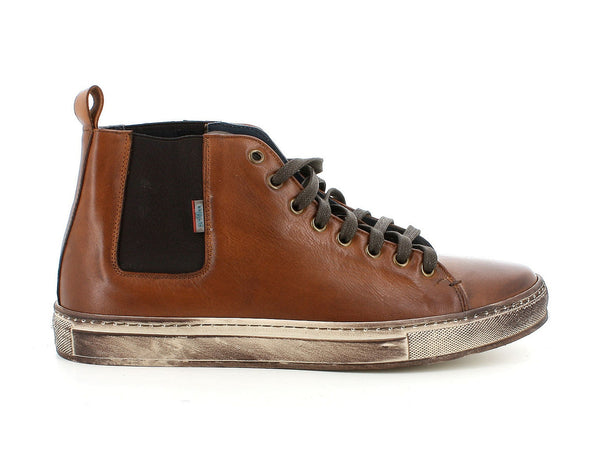 Melluso uomo sneakers pelle con elastici e stringhe u18101-207147 Marrone