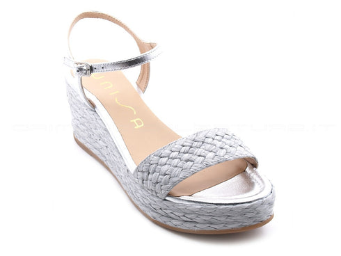 Unisa sandali con zeppa intrecciata donna argento