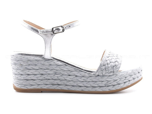 Unisa sandali con zeppa intrecciata donna argento
