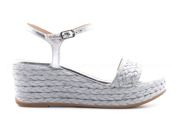 Unisa sandali con zeppa intrecciata donna argento