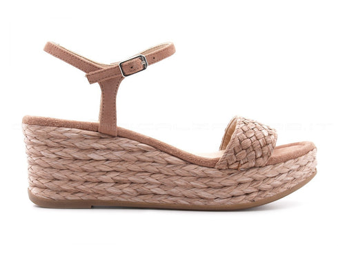 Unisa sandalo con zeppa intrecciata donna rosa