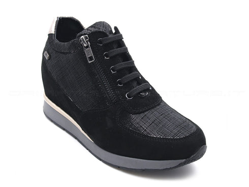 Valleverde scarpe stringate zeppa interna donna nero