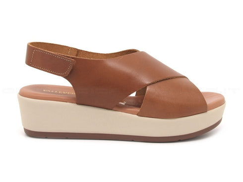 Valleverde sandali 2 fasce con zeppa donna cuoio