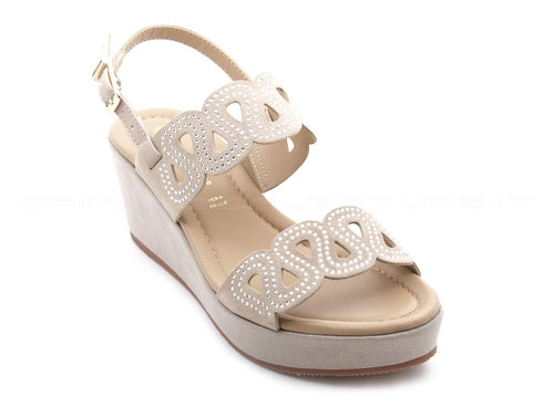 Valleverde sandali con zeppa comoda donna beige