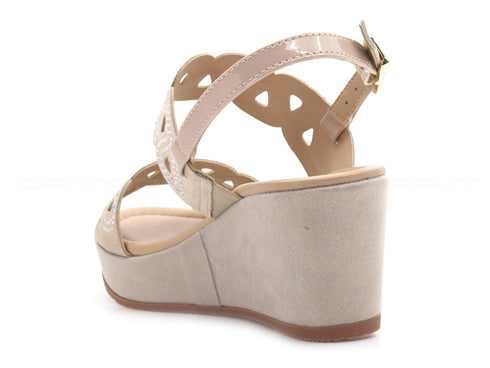 Valleverde sandali con zeppa comoda donna beige