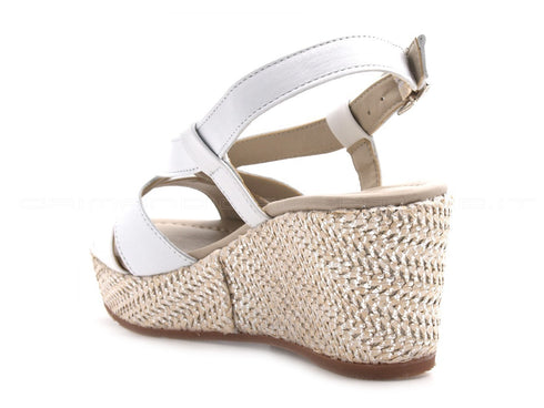 Valleverde sandali con zeppa media donna bianco