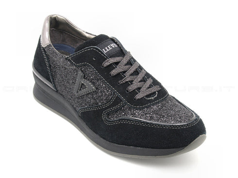 Valleverde sneakers stringate con glitter donna nero