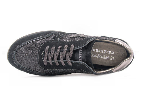 Valleverde sneakers stringate con glitter donna nero