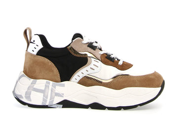 Voile Blanche Club 105 sneakers tessuto suede bianco nero marrone