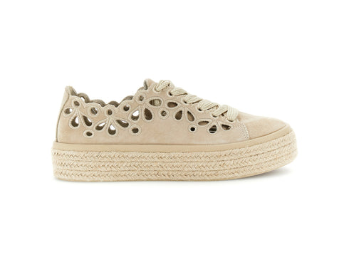 CafeNoir Sneaker Donna in Suede Beige Traforato e Suola in Corda