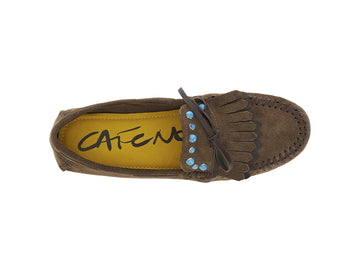 CafeNoir Mocassino Indianino Donna Suede Taupe con Frangia