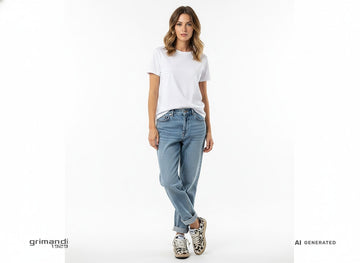 4B12 Sneaker Donna Play New Sky in Cavallino Animalier Stile Outfit 1 - AI-Generated Model