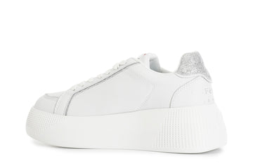 CafèNoir Donna Sneakers con riporti glitter e logo ricamato C1DF1023W001 Bianco