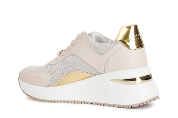 CafèNoir Women's Running Sneaker with Gold Details and Removable Jewels