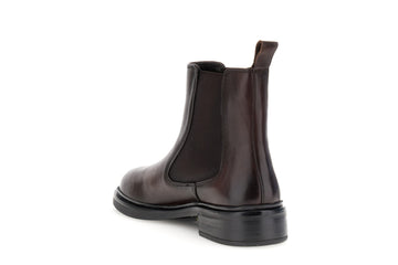 CafèNoir Women's Chelsea Boot with Elastic Band in Dark Brown Leather