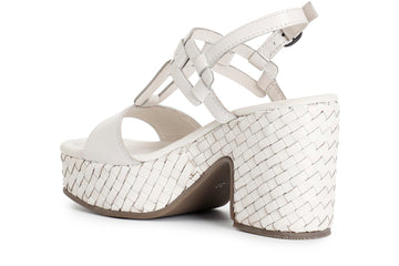 CafèNoir Women's Platform Braided Sandal with T-Strap