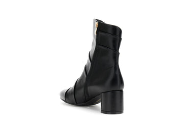 CafèNoir Black Boots with Asymmetric Draping