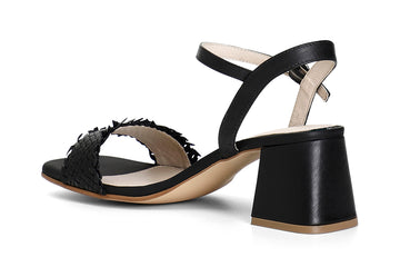 CafèNoir Sandalo Donna con Tacco Medio e Fascia Intrecciata Pelle