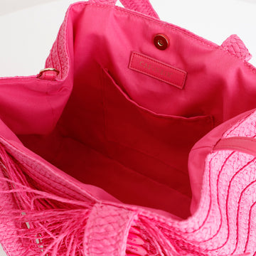 CafèNoir Shopping Bag in Rafia Fuxia con Frange