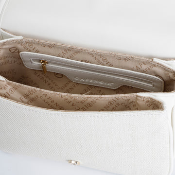 CafèNoir Natural Straw Shoulder Bag with Flap and Buckle