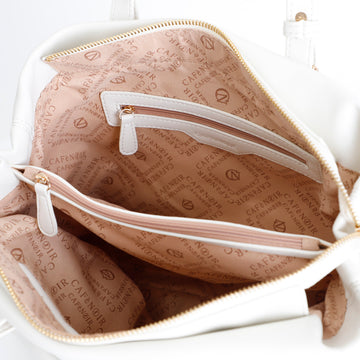 CafèNoir White Shopping Bag with Braided Loop