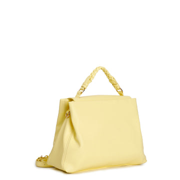 CafèNoir Soft Yellow Handbag with Braided Handle