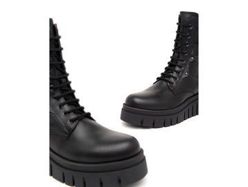 Nero Giardini Women's Winter Combat Boots Wedge Sole Leather Upper