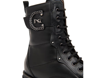 Nero Giardini Women's Winter Combat Boots Wedge Sole Leather Upper