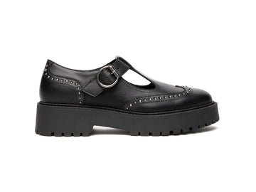 NeroGiardini Mary Jane Platform in Pelle Nera con Borchie I514000D-100