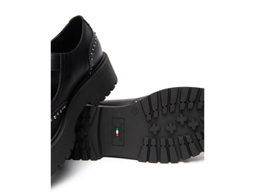 NeroGiardini Mary Jane Platform in Pelle Nera con Borchie