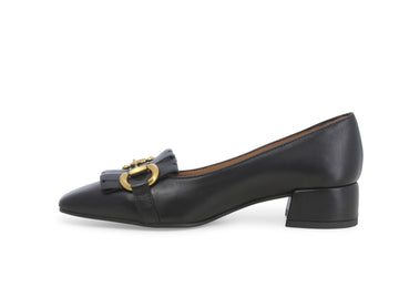 Melluso Pointed Toe Pump with Clamp and Fringe Leather Upper