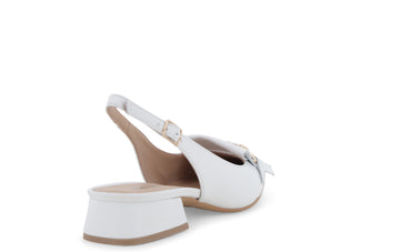 Melluso Comfortable Women's Slingback with Fringe White Leather