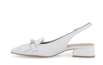 Melluso Comfortable Women's Slingback with Fringe White Leather