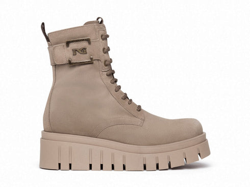 Nero Giardini Anfibio Suola Platform Zeppa Tomaia Camoscio Beige Argilla I309093D-501