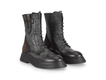 Women's Fall/Winter Ankle Boots in Hammered Leather and Suede