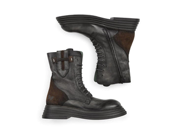 Women's Fall/Winter Ankle Boots in Hammered Leather and Suede