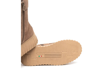 NeroGiardini Women's Platform Combat Boots in Mou Suede