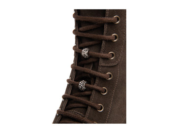 NeroGiardini Women's Heeled Combat Boots in Dark Brown Suede