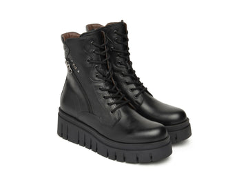 NeroGiardini Anfibi Platform Donna Invernali in Pelle Nera