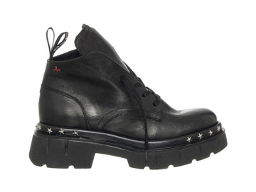 Gio+ CORA08 Anfibi Made in Italy Suola Platform Tomaia Pelle Nera