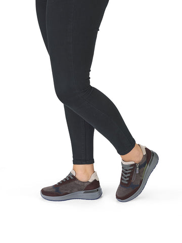 Ara Garda Comfort Lace-Up Shoes with Zip Suede Leather Upper