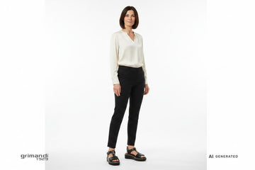 ARA Bilbao 33515 Nero T-bar Gold - Sigaretta Nero Blusa Seta Avorio Ufficio Professionale - AI-Generated Model