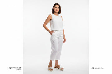 ARA Bilbao 33505 Bianco Cuoio - Culotte Lino Bianco Look Giorno Chic - AI-Generated Model
