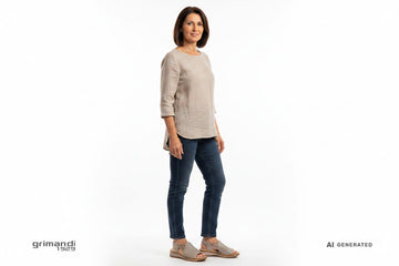 ARA 29005 Cashmere Shimmer - Jeans Denim Scuro Top Minimalista Casual Elegante - AI-Generated Model