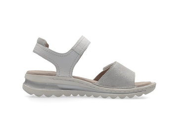 Ara Sandali Tampa Casual Comfort 2 Strappi Zeppa Tomaia Pelle Bianco Argento 47207-13G